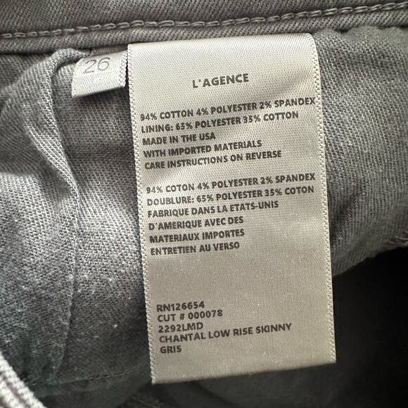 LAGENCE Jeans Womens Gray Chantal Low Rise Skinny Stretch Ankle 26 - Picture 6 of 12
